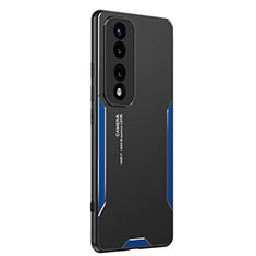 Custodia Lusso Alluminio e Silicone Laterale Cover PB2 per Huawei Honor 70 Pro 5G Blu