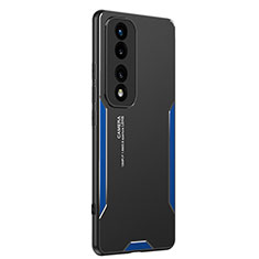 Custodia Lusso Alluminio e Silicone Laterale Cover PB2 per Huawei Honor 70 Pro+ Plus 5G Blu