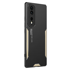 Custodia Lusso Alluminio e Silicone Laterale Cover PB2 per Huawei Honor 80 Pro Flat 5G Oro