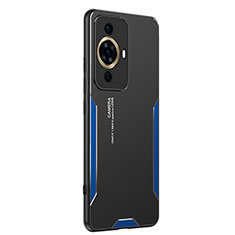 Custodia Lusso Alluminio e Silicone Laterale Cover PB2 per Huawei Nova 11 Ultra Blu