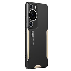 Custodia Lusso Alluminio e Silicone Laterale Cover PB2 per Huawei P60 Pro Oro