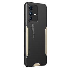 Custodia Lusso Alluminio e Silicone Laterale Cover PB2 per Vivo V23 Pro 5G Oro