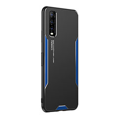 Custodia Lusso Alluminio e Silicone Laterale Cover PB2 per Vivo Y70S 5G Blu