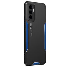 Custodia Lusso Alluminio e Silicone Laterale Cover PB2 per Vivo Y75 4G Blu