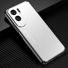 Custodia Lusso Alluminio e Silicone Laterale Cover per Huawei Honor 90 Lite 5G Argento