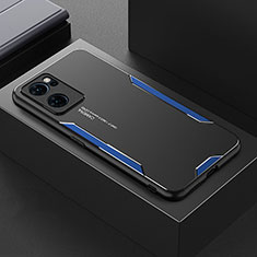 Custodia Lusso Alluminio e Silicone Laterale Cover per Oppo Find X5 Lite 5G Blu