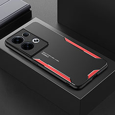 Custodia Lusso Alluminio e Silicone Laterale Cover per Oppo Reno8 Pro 5G Rosso