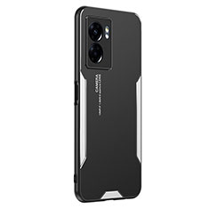 Custodia Lusso Alluminio e Silicone Laterale Cover per Realme V23i 5G Argento