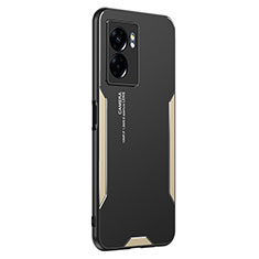 Custodia Lusso Alluminio e Silicone Laterale Cover per Realme V23i 5G Oro