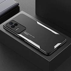 Custodia Lusso Alluminio e Silicone Laterale Cover per Xiaomi Poco F4 5G Argento