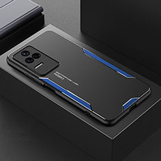 Custodia Lusso Alluminio e Silicone Laterale Cover per Xiaomi Poco F4 5G Blu