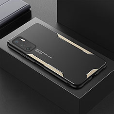 Custodia Lusso Alluminio e Silicone Laterale Cover per Xiaomi Redmi Note 10 5G Oro