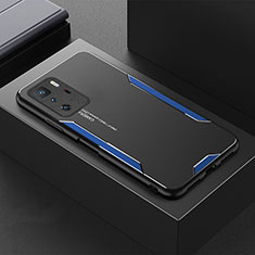 Custodia Lusso Alluminio e Silicone Laterale Cover per Xiaomi Redmi Note 10 Pro 5G Blu