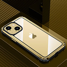 Custodia Lusso Alluminio e Silicone Laterale Cover QC1 per Apple iPhone 14 Oro