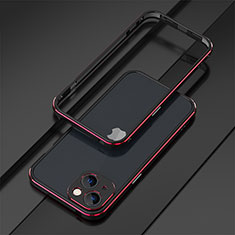 Custodia Lusso Alluminio Laterale Cover A01 per Apple iPhone 14 Plus Rosso e Nero