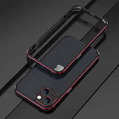 Custodia Lusso Alluminio Laterale Cover A01 per Apple iPhone 14 Rosso e Nero