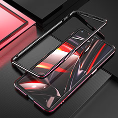 Custodia Lusso Alluminio Laterale Cover A01 per Oppo Reno3 Pro Rosso e Nero