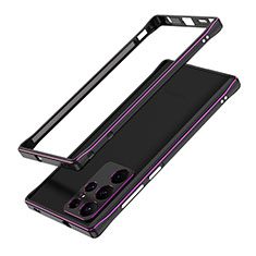 Custodia Lusso Alluminio Laterale Cover A01 per Samsung Galaxy S21 Ultra 5G Viola