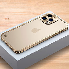 Custodia Lusso Alluminio Laterale Cover A04 per Apple iPhone 13 Pro Oro