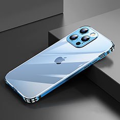Custodia Lusso Alluminio Laterale Cover A06 per Apple iPhone 13 Pro Blu