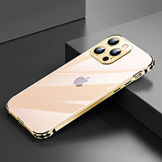 Custodia Lusso Alluminio Laterale Cover A06 per Apple iPhone 15 Pro Max Oro