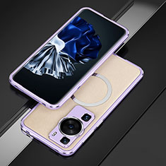 Custodia Lusso Alluminio Laterale Cover con Mag-Safe Magnetic per Huawei P60 Lavanda