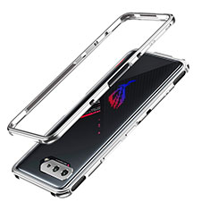 Custodia Lusso Alluminio Laterale Cover JZ1 per Asus ROG Phone 5 Pro Argento