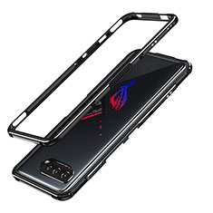 Custodia Lusso Alluminio Laterale Cover JZ1 per Asus ROG Phone 5 Pro Argento e Nero