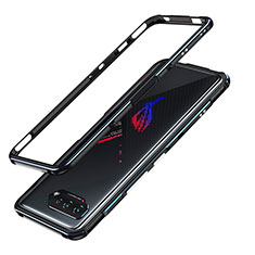 Custodia Lusso Alluminio Laterale Cover JZ1 per Asus ROG Phone 5 Pro Blu e Nero