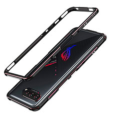 Custodia Lusso Alluminio Laterale Cover JZ1 per Asus ROG Phone 5 Ultimate Rosso e Nero