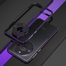 Custodia Lusso Alluminio Laterale Cover JZ4 per Huawei Mate 60 Pro+ Plus Viola