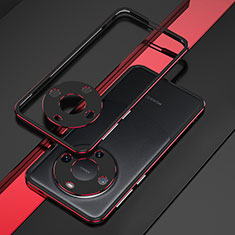 Custodia Lusso Alluminio Laterale Cover JZ4 per Huawei Mate 60 Pro Rosso e Nero