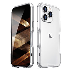 Custodia Lusso Alluminio Laterale Cover LF2 per Apple iPhone 14 Pro Argento