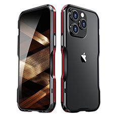 Custodia Lusso Alluminio Laterale Cover LF2 per Apple iPhone 14 Pro Max Rosso e Nero