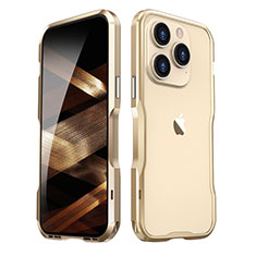 Custodia Lusso Alluminio Laterale Cover LF2 per Apple iPhone 15 Pro Max Oro