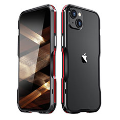 Custodia Lusso Alluminio Laterale Cover LF2 per Apple iPhone 15 Rosso e Nero