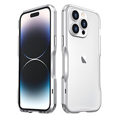 Custodia Lusso Alluminio Laterale Cover LF3 per Apple iPhone 15 Pro Argento