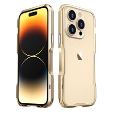 Custodia Lusso Alluminio Laterale Cover LF3 per Apple iPhone 15 Pro Max Oro