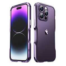 Custodia Lusso Alluminio Laterale Cover LF3 per Apple iPhone 15 Pro Max Viola