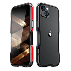 Custodia Lusso Alluminio Laterale Cover LF3 per Apple iPhone 15 Rosso e Nero