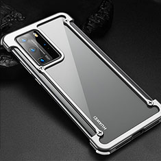 Custodia Lusso Alluminio Laterale Cover N01 per Huawei P40 Pro Argento