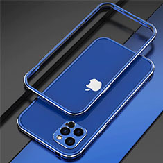 Custodia Lusso Alluminio Laterale Cover N02 per Apple iPhone 12 Pro Blu