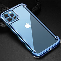 Custodia Lusso Alluminio Laterale Cover N04 per Apple iPhone 12 Pro Blu