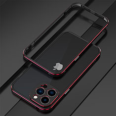 Custodia Lusso Alluminio Laterale Cover per Apple iPhone 14 Pro Rosso e Nero