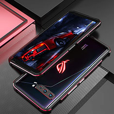 Custodia Lusso Alluminio Laterale Cover per Asus ROG Phone 3 Rosso e Nero