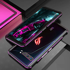 Custodia Lusso Alluminio Laterale Cover per Asus ROG Phone 3 Viola