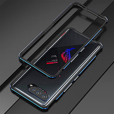 Custodia Lusso Alluminio Laterale Cover per Asus ROG Phone 5 Pro Blu e Nero