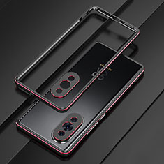 Custodia Lusso Alluminio Laterale Cover per Huawei Nova 10 Rosso e Nero