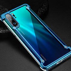 Custodia Lusso Alluminio Laterale Cover per Huawei P30 Pro New Edition Blu