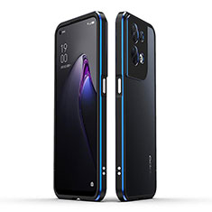 Custodia Lusso Alluminio Laterale Cover per Oppo Reno9 Pro 5G Blu e Nero